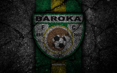Baroka FC, 4k, emblem, South African Premier League, soccer, logo, South Africa, grunge, Baroka, black stone, asphalt texture, football, FC Baroka