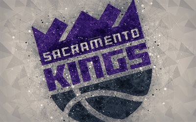 Sacramento Kings, 4K, creative geometric logo, American basketball club, creative art, NBA, emblem, gray abstract background, mosaic, National Basketball Association, Sacramento, California, USA, basketball
