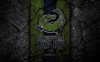 Platinum Stars FC, 4k, l&#39;embl&#232;me, le Sud-Africain de Premier League, le football, le logo, l&#39;Afrique du Sud, grunge, Platinum Stars, le noir de la pierre, l&#39;asphalte, la texture, le FC Platinum Stars