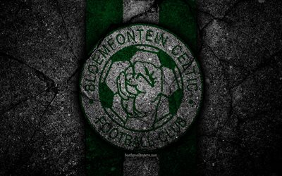 Bloemfontein Celtic FC, 4k, emblem, South African Premier League, soccer, logo, South Africa, grunge, Bloemfontein Celtic, black stone, asphalt texture, football, FC Bloemfontein Celtic