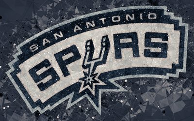 San Antonio Spurs, 4K, cr&#233;atif g&#233;om&#233;trique, logo, American club de basket-ball, art cr&#233;atif, de la NBA, l&#39;embl&#232;me, le gris arri&#232;re-plan abstrait, de la mosa&#239;que, de la National Basketball Association, San Antonio, Te
