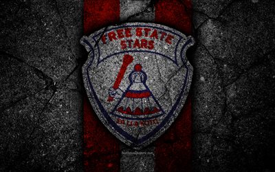 Free State Stars FC, 4k, emblema, Sud Africa, Premier League, calcio, logo, grunge, Free State Stars, nero, pietra, asfalto texture, FC Free State Stars