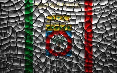 Bandera de Apulia, 4k, de las regiones italianas, agrietado suelo, Italia, Puglia, bandera, arte 3D, Apulia, en las Regiones de Italia, distritos administrativos, Apulia 3D de la bandera