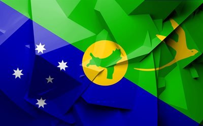 4k, Flag of Christmas Island, geometric art, Asian countries, Christmas Island flag, creative, Christmas Island, Asia, Christmas Island 3D flag, national symbols