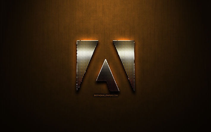 Adobe glitter logotyp, kreativa, brons metall bakgrund, Adobe-logotypen, varum&#228;rken, Adobe