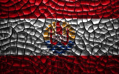 Drapeau de la Polyn&#233;sie fran&#231;aise, 4k, terre craquel&#233;e, Oc&#233;anie, Polyn&#233;sie fran&#231;aise, drapeau, art 3D, pays d&#39;Oc&#233;anie, les symboles nationaux, la Polyn&#233;sie fran&#231;aise 3D drapeau