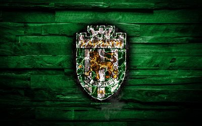 Karpaty Lviv FC, burning logo, Ukrainian Premier League, green wooden background, ukrainian football club, UPL, Karpaty Lviv, grunge, football, soccer, Karpaty Lviv logo, Ukraine