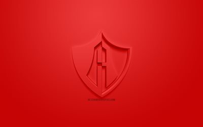 Atlas FC, criativo logo 3D, fundo vermelho, 3d emblema, Mexicana de futebol do clube, Liga MX, Guadalajara, M&#233;xico, Arte 3d, futebol, elegante logotipo 3d