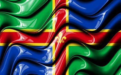 Lincolnshire العلم, 4k, مقاطعات إنجلترا, المناطق الإدارية, العلم من لينكولنشاير, الفن 3D, لينكولنشاير, الإنجليزية المقاطعات, Lincolnshire 3D العلم, إنجلترا, المملكة المتحدة, أوروبا
