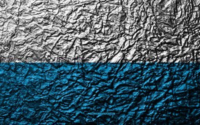 Flag of Bavaria, 4k, stone texture, waves texture, Bavaria flag, German state, Bavaria, Germany, stone background, administrative districts, States of Germany