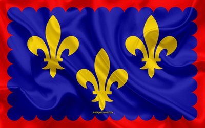 Fransa, ipek doku, &#199;ilek bayrağı, yaratıcı sanat Berry bayrağı, 4k, Fransız b&#246;lgesi, ipek bayrak, b&#246;lgeler, Berry
