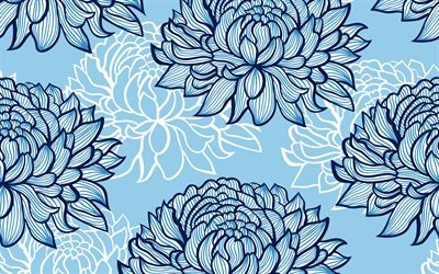blue retro floral texture, retro floral backgrounds, blue background with blue flowers, retro texture