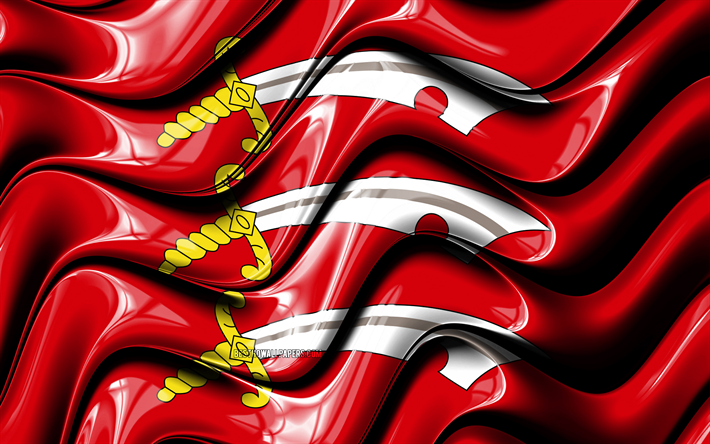 Essex bandeira, 4k, Condados da Inglaterra, distritos administrativos, Bandeira de Essex, Arte 3D, Essex, munic&#237;pios ingl&#234;s, Essex 3D bandeira, Inglaterra, Reino Unido, Europa