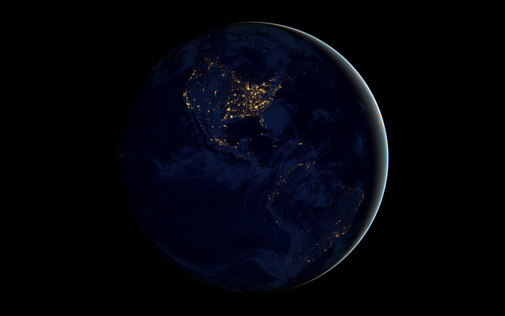 Jorden fr&#229;n rymden, Nordamerika, galaxy, Sydamerika, sci-fi, universum, NASA, planeter