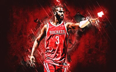 Chris Paul, Houston Rockets, NBA, giocatore di basket professionista Americano, pietra rossa, sfondo, creativo, arte, basket, USA