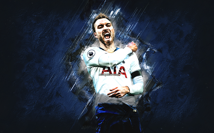 Christian Eriksen, il Tottenham Hotspur FC, giocatore danese, centrocampista offensivo, Premier League, in Inghilterra, il calcio, la pietra blu di sfondo