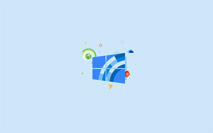 ダウンロード画像 4k Windows10のロゴ の 創造 最小限の 青色の