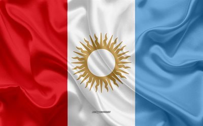 Flaggan i Cordoba, 4k, silk flag, provinsen i Argentina, siden konsistens, Cordoba flagga, kreativ konst, Cordoba, Argentina