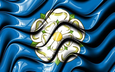 Yorkshire bandeira, 4k, Condados da Inglaterra, distritos administrativos, Bandeira de Yorkshire, Arte 3D, Yorkshire, munic&#237;pios ingl&#234;s, Yorkshire 3D bandeira, Inglaterra, Reino Unido, Europa