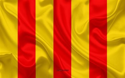 Foix Fransa, ipek doku, Foix Venaissin bayrağı, yaratıcı sanat, 4k, Fransız b&#246;lgesi, ipek bayrak, b&#246;lgelerin bayrağı, Foix Venaissin, Fransa