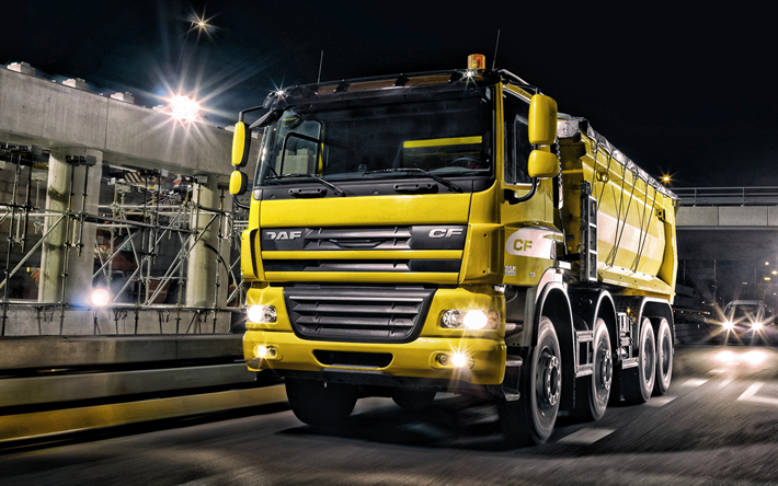 DAF CF, giallo mining truck, veicoli nuovi, consegna merci concetti, DAF