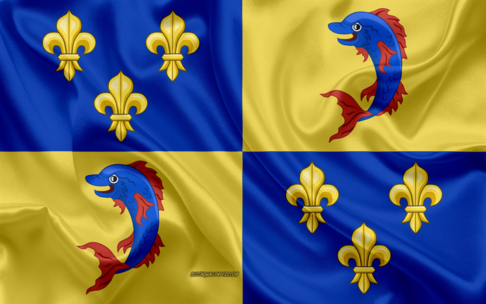 Lipun Dauphine, 4k, Ranskan alueella, silkki lippu, alueilla Ranskassa, silkki tekstuuri, Dauphine lippu, creative art, Dauphine Viennois, Ranska