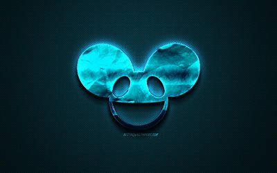 Deadmau5 logo, blu logo creative, DJ Canadese, Deadmau5 emblema, blu in fibra di carbonio trama, arte creativa, Deadmau5