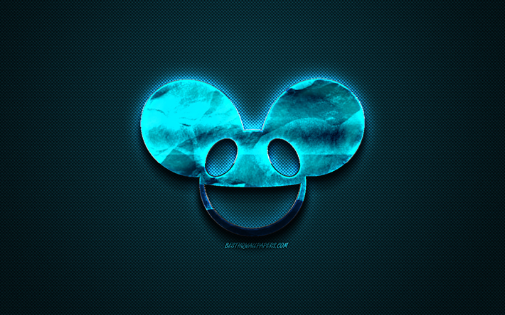 Deadmau5-logo, sininen luova logo, Kanadalainen DJ, Deadmau5 tunnus, sininen hiilikuitu rakenne, creative art, Deadmau5