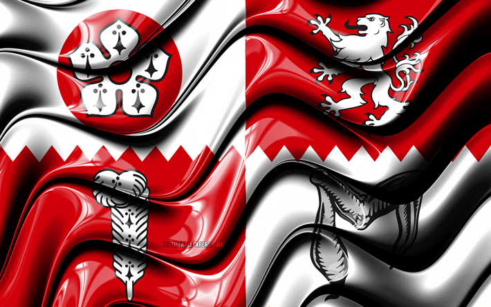 Nel Leicestershire, bandiera, 4k, Contee dell&#39;Inghilterra, i distretti amministrativi, Bandiera del Leicestershire, 3D arte, Leicestershire, contee inglesi, Leicestershire 3D bandiera, Inghilterra, Regno Unito, Europa
