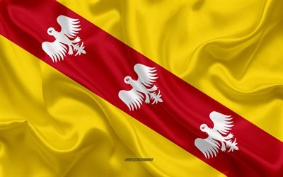 Bandera del Ducado de Lorena, 4k, regi&#243;n francesa, bandera de seda, regiones de Francia, de seda, de la textura, el Ducado de Lorena bandera, arte creativo, Ducado de Lorena, Francia