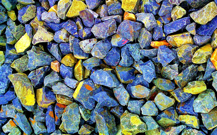 bunte stein-textur, makro, bunte steine, stein hintergr&#252;nde, blauer stein hintergrund -, stein-texturen