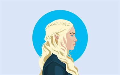 Daenerys Targaryen, 4k, minimaalinen, Game Of Thrones, TV-Sarja, Jon Snow, 2019 elokuva, Emilia Clarke
