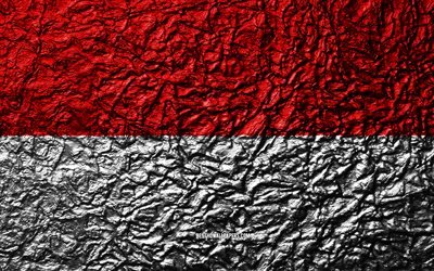 Flag of Hesse, 4k, stone texture, waves texture, Hesse flag, German state, Hesse, Germany, stone background, administrative districts, States of Germany