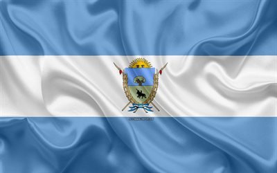 flagge von la pampa, 4k, seide flagge, in der provinz von argentinien, seide textur, la pampa flagge, kreative kunst, la pampa, argentinien