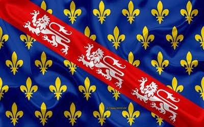 Fransa, ipek doku, La Marche bayrağı, yaratıcı sanat La Marche bayrak, 4k, Fransız b&#246;lgesi, ipek bayrak, b&#246;lgeler, La Marche