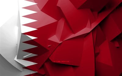 4k, Flag of Qatar, geometric art, Asian countries, Qatari flag, creative, Qatar, Asia, Qatar 3D flag, national symbols