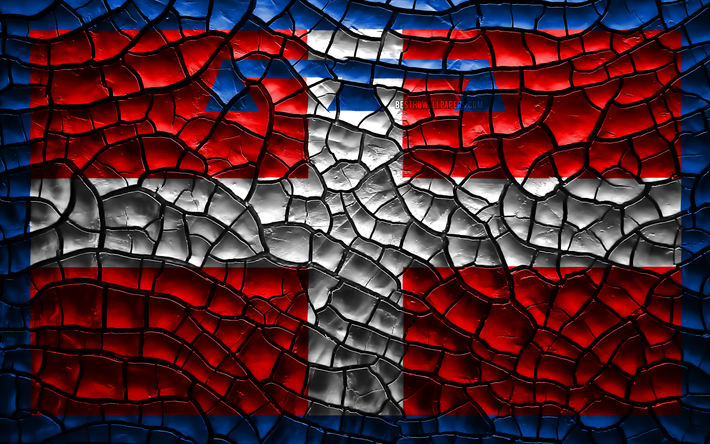 Flag of Piedmont, 4k, italian regions, cracked soil, Italy, Piedmont flag, 3D art, Piedmont, Regions of Italy, administrative districts, Piedmont 3D flag