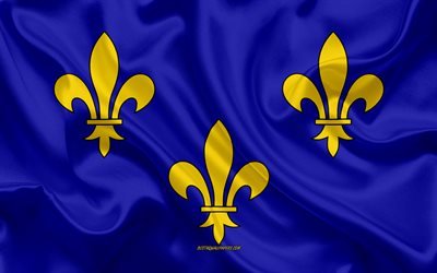 Lipun Ile de France, 4k, Ranskan alueella, silkki lippu, alueilla Ranskassa, silkki tekstuuri, Ile de France lippu, creative art, Ile-de-France, Ranska