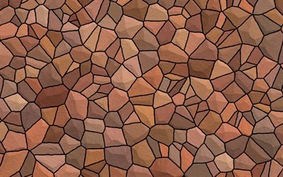 mosaico de pedra textura, brown stone fundo, mosaico de fundo, arte, textura de pedra