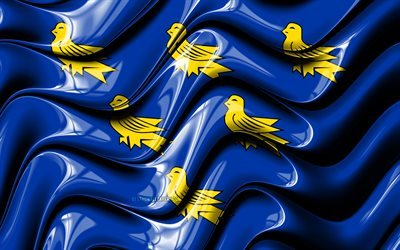 Sussex flag, 4k, Counties of England, administrative districts, Flag of Sussex, 3D art, Sussex, english counties, Sussex 3D flag, England, United Kingdom, Europe
