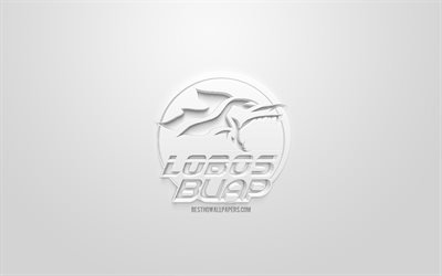 Lobos BUAP, creative 3D logo, white background, 3d emblem, Mexican football club, Liga MX, Puebla de Zaragoza, Mexico, 3d art, football, stylish 3d logo
