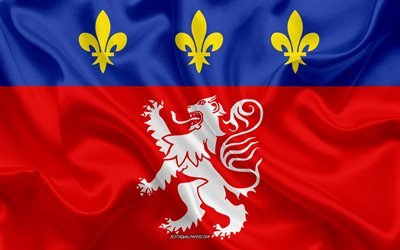 Bandera de Lyonnais, 4k, regi&#243;n francesa, bandera de seda, regiones de Francia, de seda, de textura, de Lyon bandera, arte creativo, Lyon, Francia