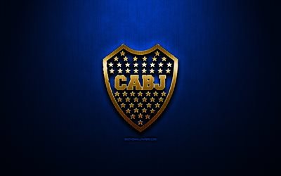 Boca Juniors FC, blue metal background, Argentine Primera Division, Argentine football club, fan art, Boca Juniors logo, football, soccer, CA Boca Juniors, CABJ, Argentina