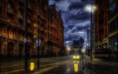 Manchester, English city, evening, sunset, cityscape, England, Greater Manchester County