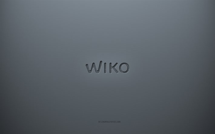 ウィコロゴ, 灰色の創造的な背景, ウィコエンブレム, 灰色の紙の質感, Wiko, 灰色の背景, ウィコ3dロゴ