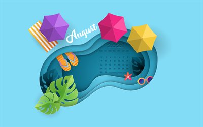 2021 August calendar, summer background, swimming pool, August, summer 2021, August calendar, blue summer background, August 2021 Calendar