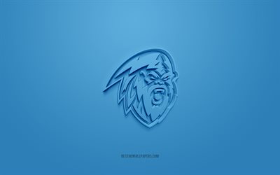 Winnipeg Ice, creative 3D logo, blue background, 3d emblem, Canadian hockey team club, WHL, Winnipeg, Canada, 3d art, hockey, Winnipeg Ice 3d logo