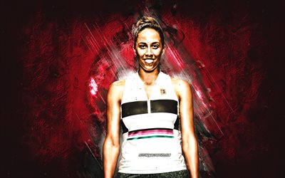 Madison Keys, WTA, American tennis player, red stone background, Madison Keys art, tennis
