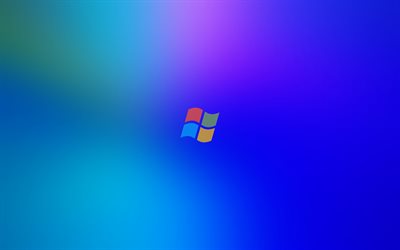 Windows logo, blue gradient background, Windows emblem, minimalism, Windows