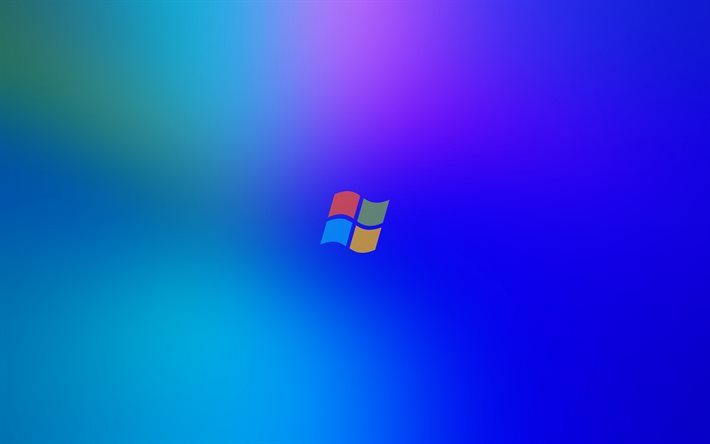 Windows logo, blue gradient background, Windows emblem, minimalism, Windows